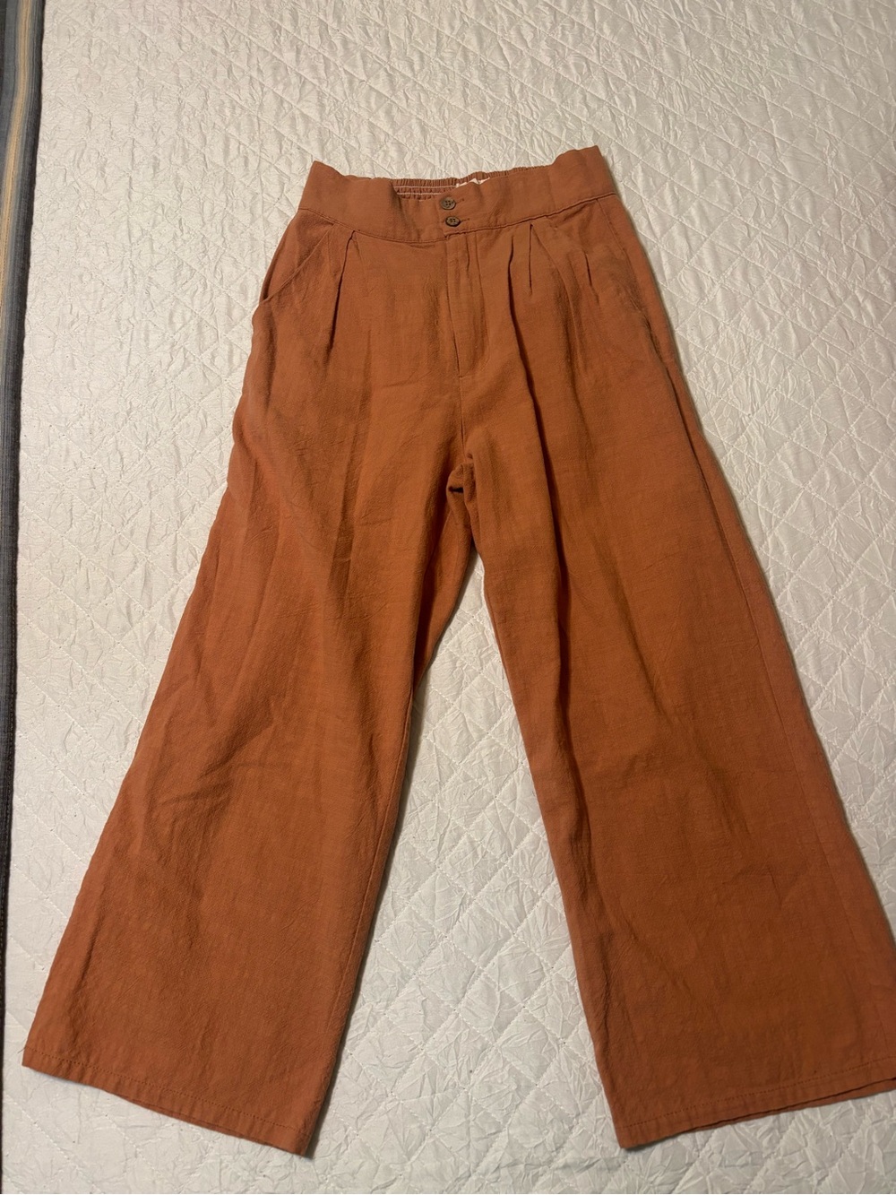 Roolee Wide-Leg Chinos in Rust Orange